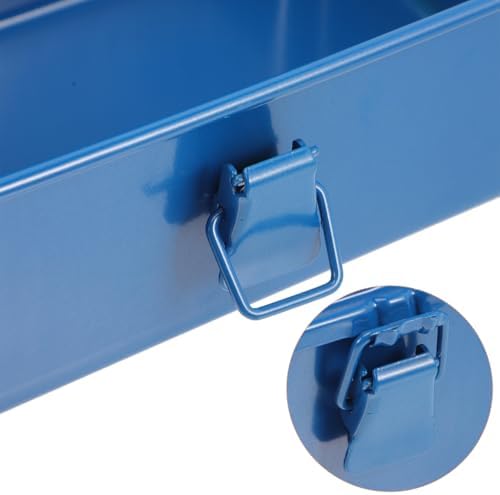 Housoutil Portable Tool Box Repair Tool Storage Container General Tool Box Hardware Case Craft Storage Toolbox for Tools Metal Tool Boxes Hand Carry Blue