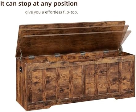 VANKILEY 51.2" Storage Chest Extra Large,Wooden Storage Bench(Rustic Brown)