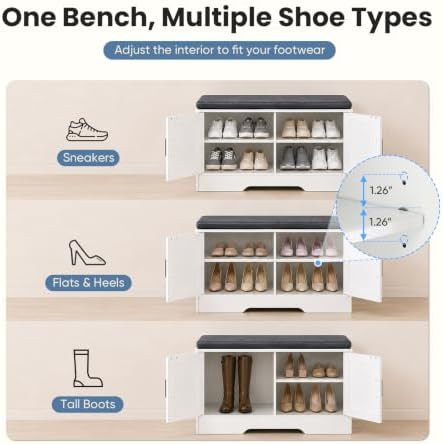 DUMOS 28" Shoe Bench with Storage for Entryway, Shoe Storage Bench