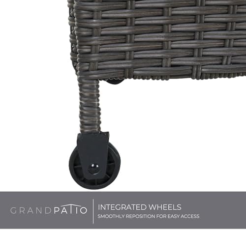 Grand patio 170 Gallon Deck Storage Box Deck Box Outdoor Storage Box Indoor Wicker Storage Bin Patio Storage Box for Patio Furniture Cushions Garden Tools Pool Accessories, Dark Brown