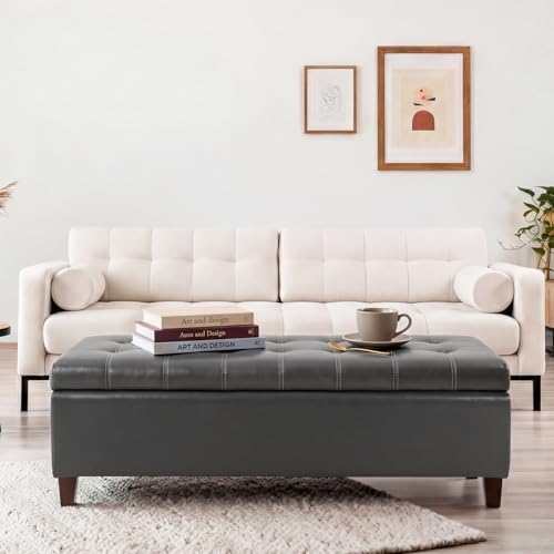 Joveco 51 Inch Storage Bench,Leather Tufted Storage Ottoman with Legs