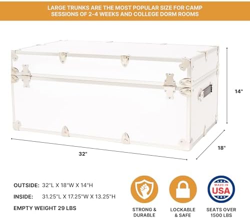 Rhino Classic Large Trunk for Camp & College, Dorm Storage Footlocker Chest