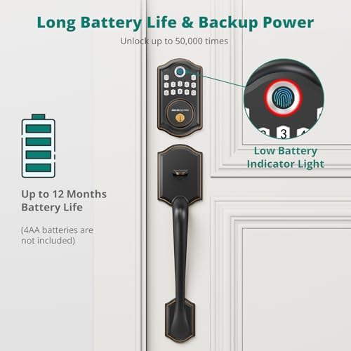 AkaGear DS10 Fingerprint Keyless Entry Door Lock with Handle Set