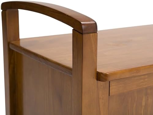 SIMPLIHOME Warm Shaker 44" Wide Solid Wood Storage Bench in Brown