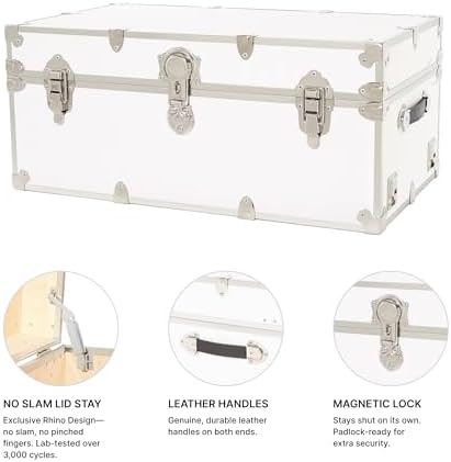 Rhino Classic XL Trunk for Camp and Dorm, Footlocker Storage Chest, Bench