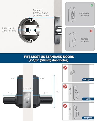 Keypad Keyless Entry Door Lock with Handle Smart Electronic Locks Deadbolts