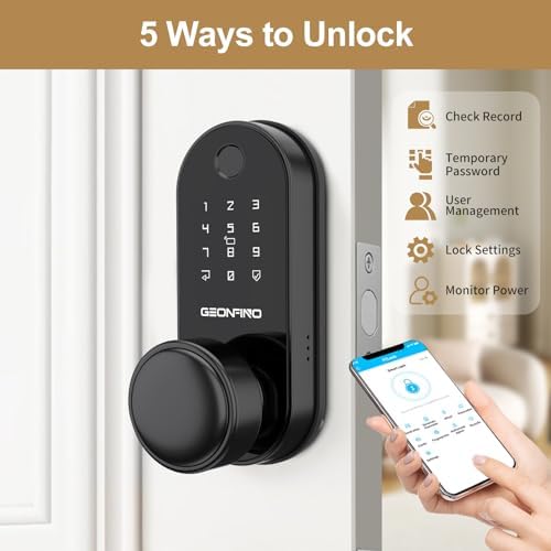 Smart Door Lock with Knob, Keyless Entry Door Lock with Handle