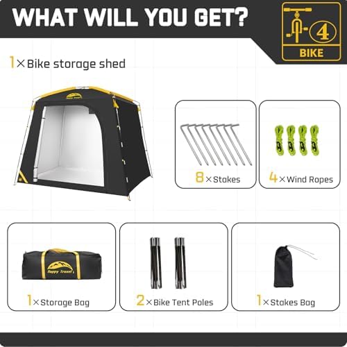 Happy Travel Bike Storage Shed Tent, Waterproof Portable Bicycle Cover Shed