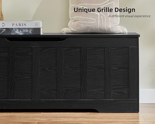 VANKILEY 51.2" Storage Chest Extra Large,Wooden Storage Bench,Black
