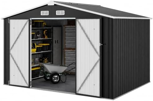 Aoxun 10x8 FT Shed Outdoor Storage Shed with Floor Black