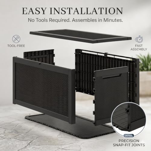350 Gallon Extra Large Outdoor Storage Box，Resin Waterproof Deck Box，Black