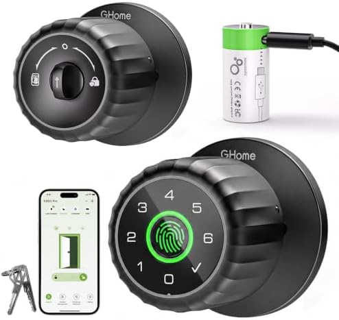 GHome Smart Fingerprint Door Lock, 4-in-1 Smart Lock with Removable Battery