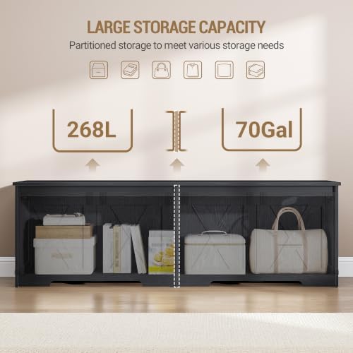 Hzuaneri 59" Rustic Storage Chest and Bench | 70 Gal | 330lb Seat