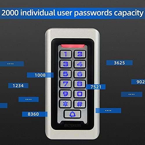 Retekess T-AC03 Security Access Control Keypad,RFID Keypad,Door Access Control,Stand-Alone Keypad,2000 Users,Wiegand 26-bit,Support Proximity RFID Card (Pack of 2)