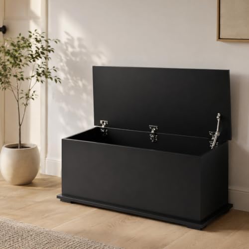 HOMCOM 39.4" Modern Storage Chest, Lift Top Storage Bench, Black