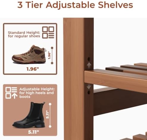 39.4" Shoe Rack Bench with Coat Rack 3-Tier, Entryway Storage Bench