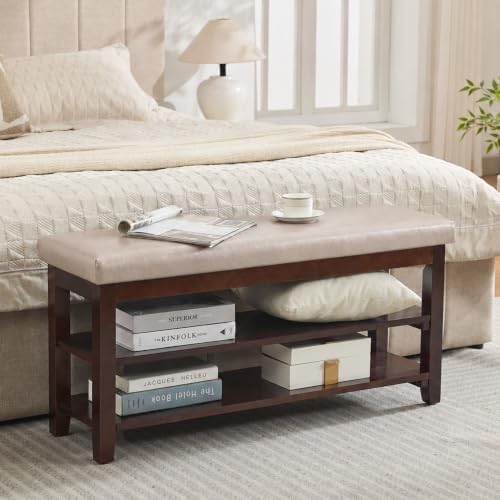 40" Wooden Shoe Rack with Seating, Entryway Bench with Shoe Storage, Grey