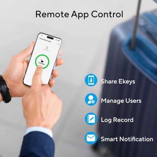 ULTRALOQ Latch 5 Built-in WiFi Smart Lock with NFC, 5-in-1 Keyless Entry Door Lock with Touch Digital Keypad, Smart Handle Lock, App Control, Black