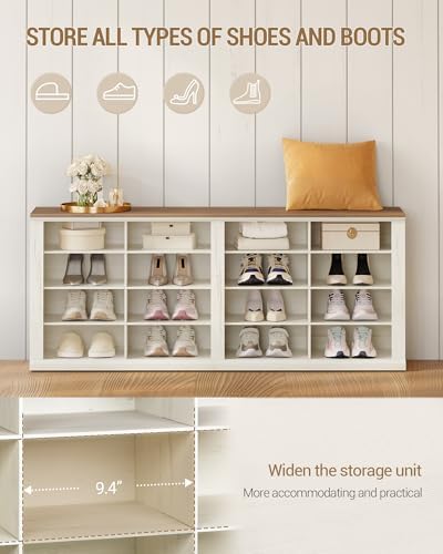Hzuaneri Shoe Storage Bench, Wooden Entryway Shoe Benches with Cubby