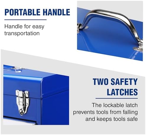 WORKPRO 18-Inch Tool Box with 2 Drawers & Top Storage