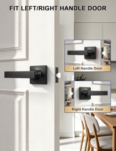 Mengico 5 Pack Door Handle,Black Door Lever Handle,Door Handles Interior Passage Lock(for Hallway&Close)