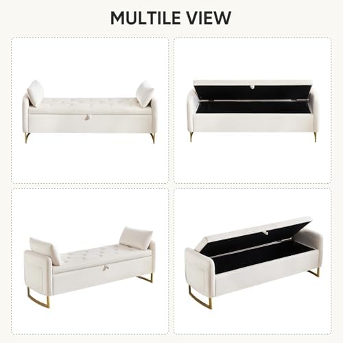 48" End of Bed Bench, Modern Storage Bench for Bedroom Beige