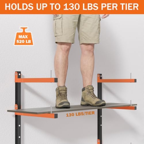 Lumber Storage Rack Wall Mount, Foldable 8-Level Wood Storage Rack