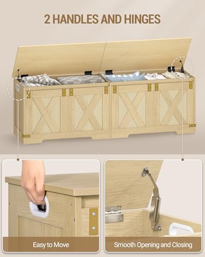 Hzuaneri 59" Boho Storage Chest and Bench | 70 Gal | 330lb Seat