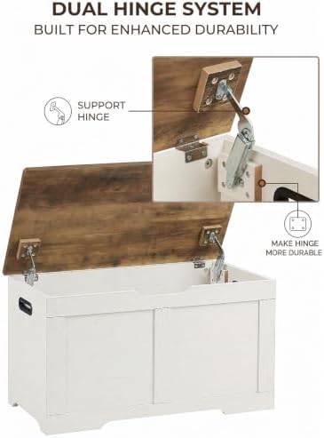 Timberer 31.5" Storage Chest with 2 Safety Hinges, Wooden Storage Trunk