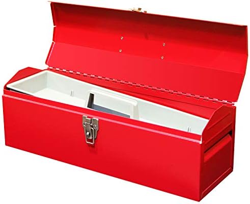 BIG RED TB101 Torin 19" Hip Roof Style Portable Steel Tool Box with Metal Latch Closure and Removable Storage Tray, Red, 19.1" x 6.1" x 6.5"