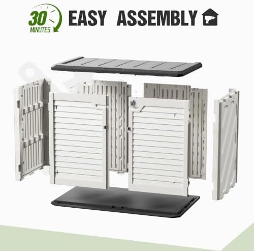 31 Cu.Ft Resin Outdoor Storage Cabinet with Floor, Weatherproof Plastic Vertical Outdoor Storage Shed for Garden Backyard Patio Pool Tool