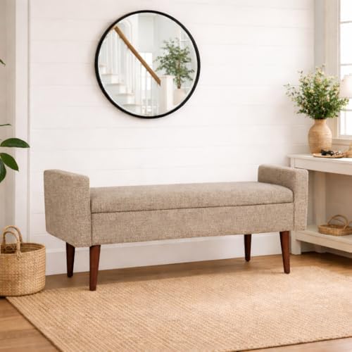 HomePop Fulton 48" Storage Bench - Midtone Gray Fabric