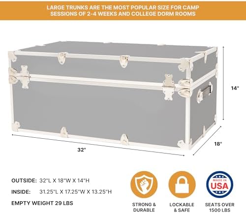 Rhino Classic Large Trunk for Camp & College, Dorm Storage Footlocker Chest