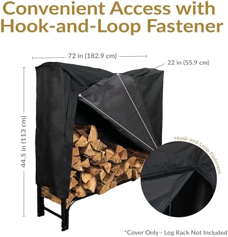 Sunnydaze 6-Foot Firewood Log Rack Cover, Black
