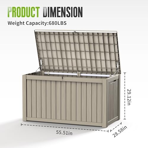 DRATO 200 Gallon Outdoor Storage Box Waterproof, Lockable Outdoor Deck Box