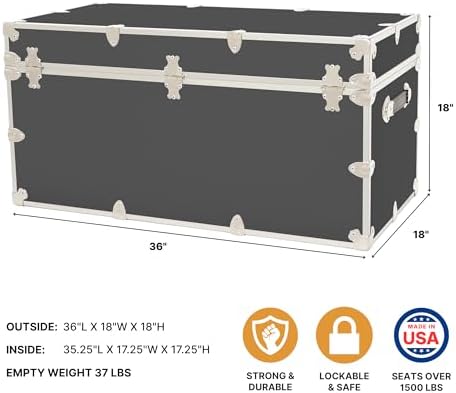 Rhino Classic XXL Storage Trunk with Wheels, Dorm Chest, Bench Coffee Table