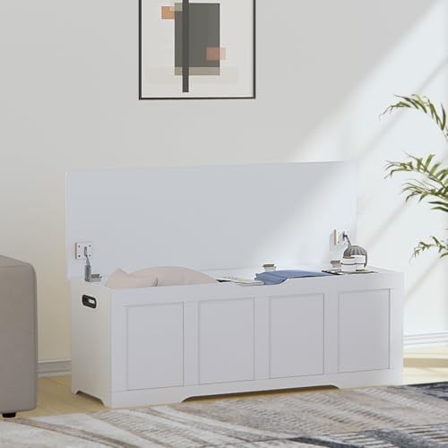 Timberer 47.2" Storage Chest Extra Large Storage Bench with 2 Safety Hinges