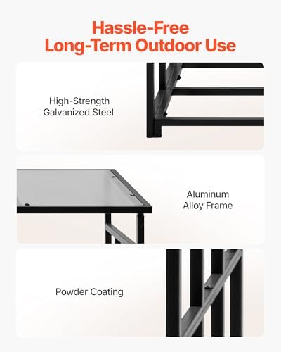 VEVOR Firewood Rack with Sloped Roof, 4 ft Outdoor Firewood Holder, 1/4 Cord Log Storage Shed, 660lb Max Weight Capacity, Powder-Coated Metal Wood Storage Rack for Fireplace Deck Backyard Garden