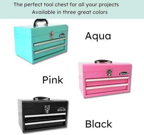 Apollo Tools 14 Inch Steel Tool Box, Aqua Green DT5010-GR