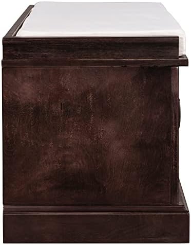 Knocbel 42.5" Storage Bench with Removable Cushion, 2 Drawers and 2 Cabinets, Entryway Hallway Foyer Shoe Bench Bedroom End of Bed Bench (Espresso)