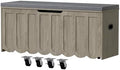 DHZ 47.2 Inch Wooden Storage Bench, Storage Chest with Cushion Seat, 4 Swivel Wheels and 2 Safety Hinges, Entryway Storage Bench for Living Room, Bedroom