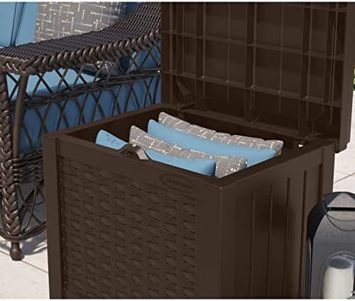Suncast 2 Pack 22-Gallon Small Deck Box - Lightweight Resin Storage Container and Seat for Patio Cushions and Gardening Tools - Store Items on Patio, Garage, 22.5"L x 17"W x 22.5"H, Yard - Java Brown