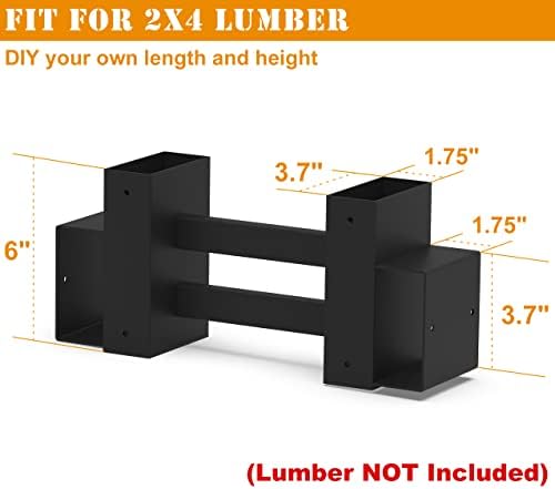 Outdoor Firewood Rack Brackets Kit for Fire Wood Pile Storage, Adjustable log stacking Stand Holder for 2x4 lumber, Black, Set of 2