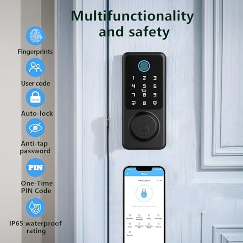 Smart Door Lock, Fingerprint Door Lock with Touchscreen Keypad
