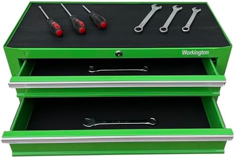 Workington Industrial 2 Drawers Portable Metal Intermediate Box, 26" Middle Tool Chest Cabinet with Ball Bearing Drawer Slides, Steel Tool Storage Box Organizer 4008 Green