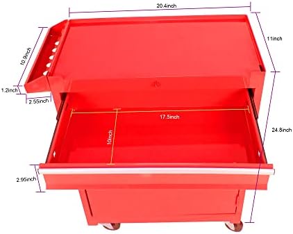 5 Drawer Rolling Tool Chest with Wheels, Tool Storage Cabinet & Tool Box Cart, Snap on Tool Chest with Drawers and Bottom Cabinet and Adjustable Shelf Organizer for Garage Warehouse Workshop - Red