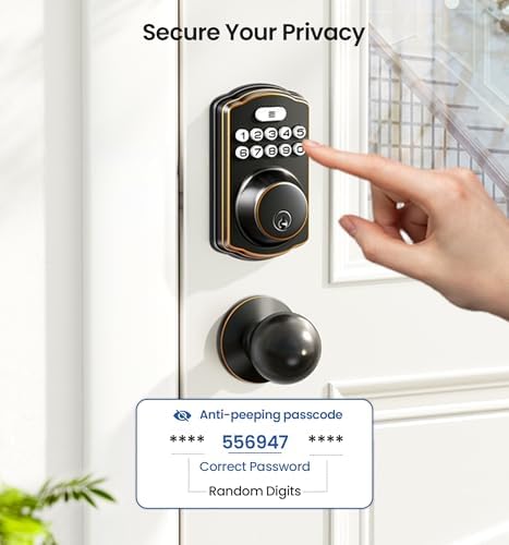 Veise KS01C Keyless Entry Deadbolt Door Lock with Knobs, Oil Rubbed Bronze