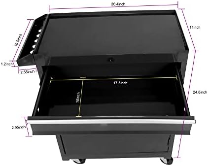 5 Drawer Rolling Tool Chest with Wheels, Tool Storage Cabinet & Tool Box Cart, Snap on Tool Chest with Drawers and Bottom Cabinet and Adjustable Shelf Organizer for Garage Warehouse Workshop - Black