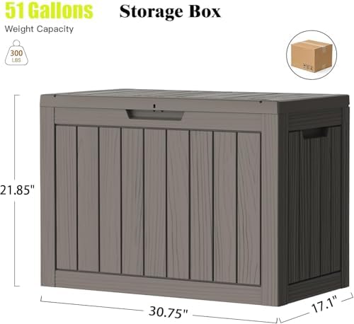 Outdoor Deck Storage Box, 50 Gallon Deck Box,Lockable Patio Storage Bench