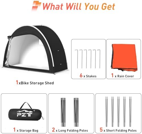 Upgraded Bike Tent with Rain Cover, Outdoor Storage Shed for 2-3 Bikes